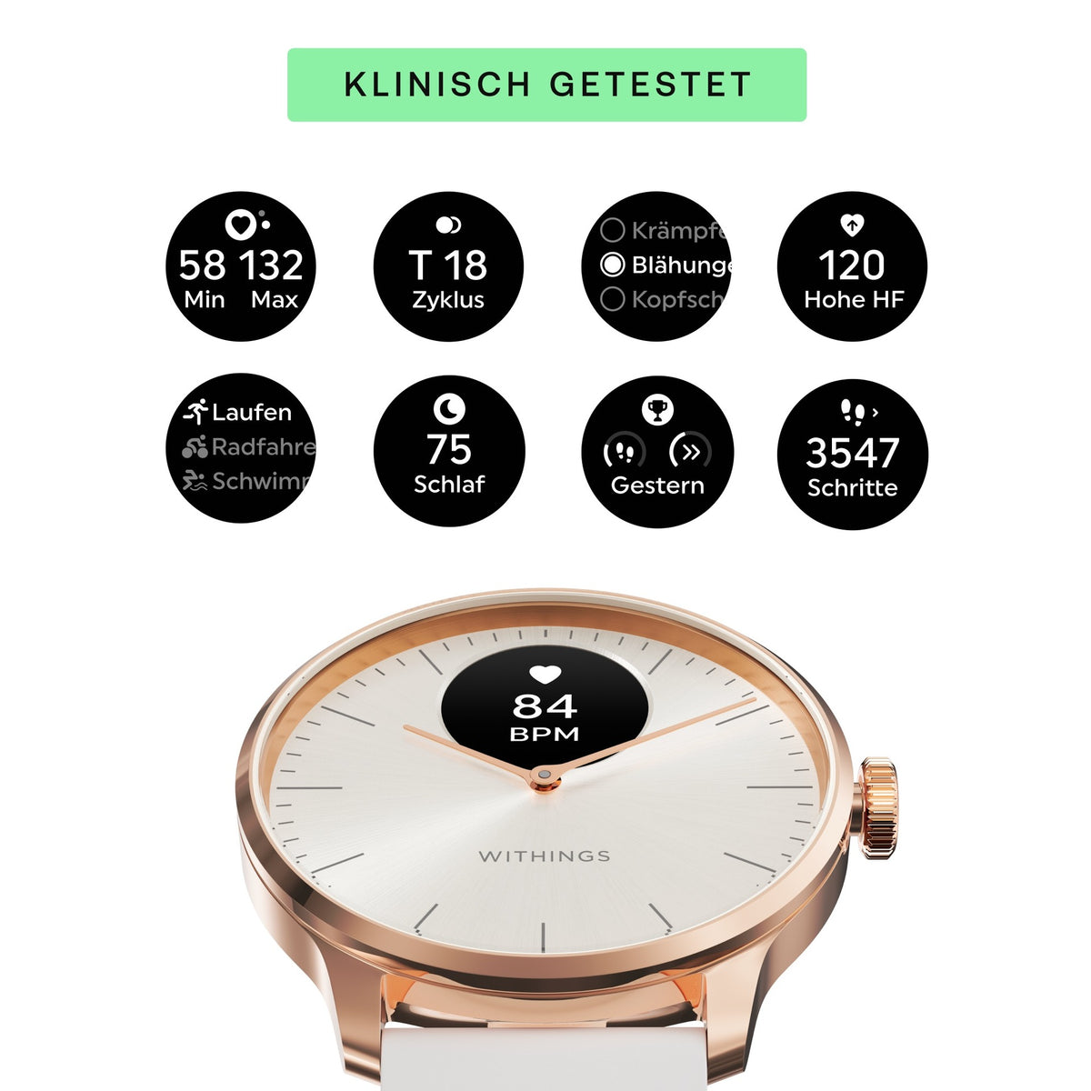 WITHINGS Scanwatch Light 37mm Rosé Weiß