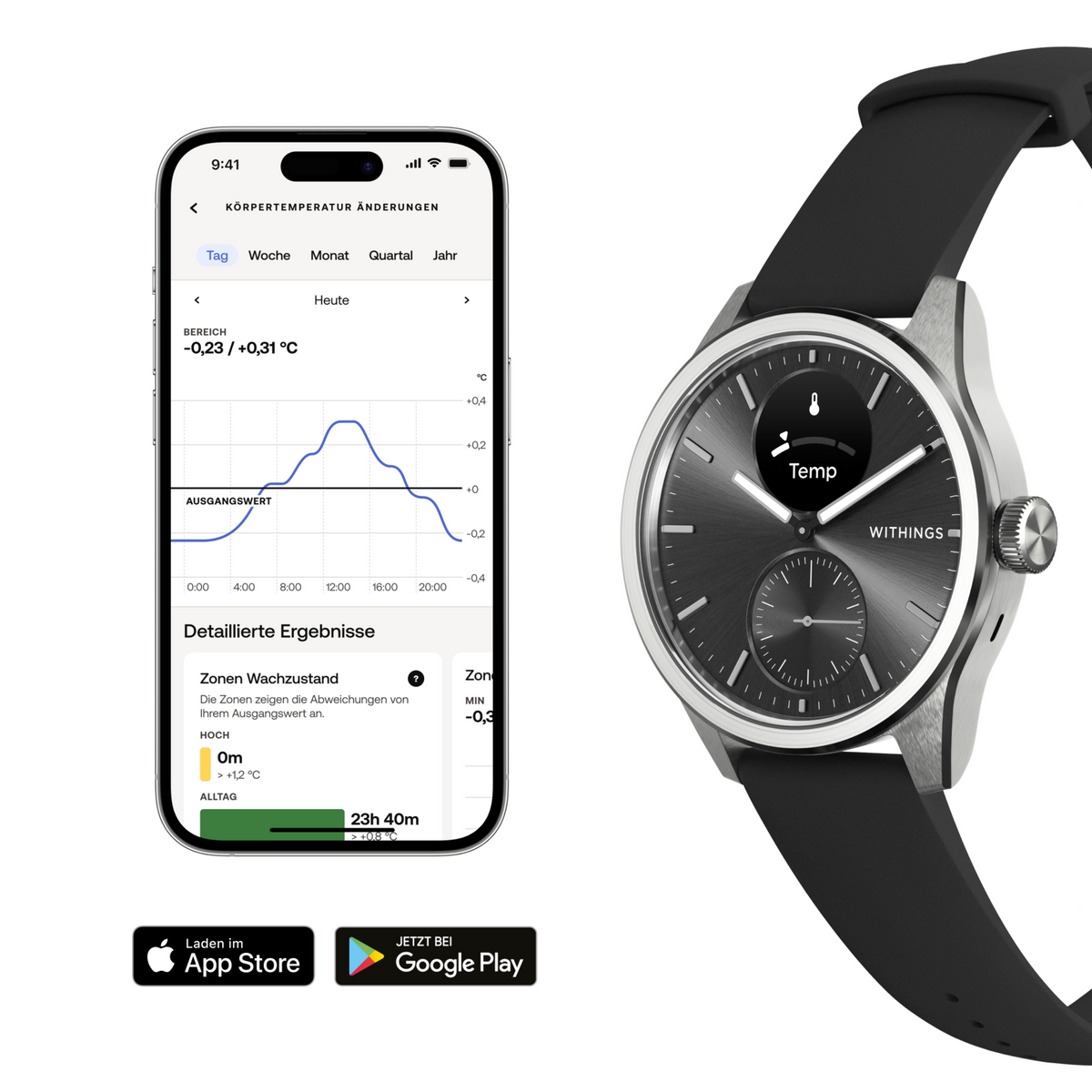 WITHINGS Scanwatch 2 42mm Schwarz