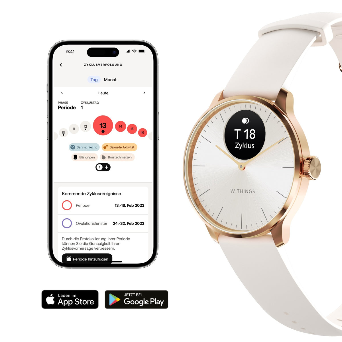 WITHINGS Scanwatch Light 37mm Rosé Weiß