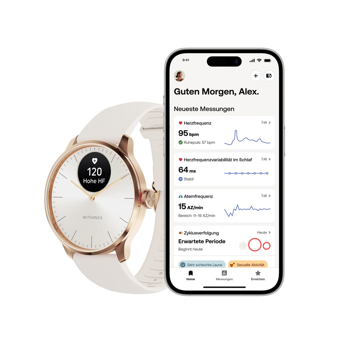 WITHINGS Scanwatch Light 37mm Rosé Weiß